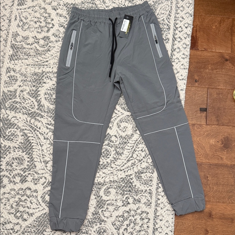 Men's Gray Joggers with White Detailing